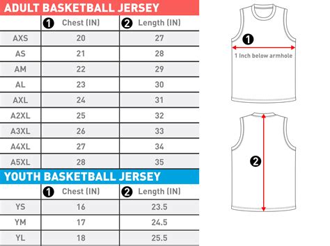 youth large jersey size chart